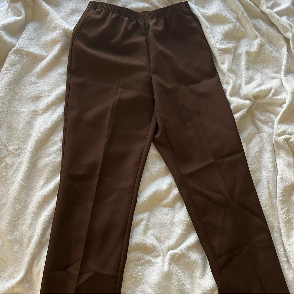 Alfred Dunner Brown Petite Office Tapered Trousers